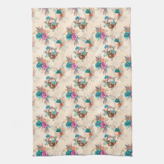 Boho Skull Serie Design 3 Geschirrtuch (Vertikal)