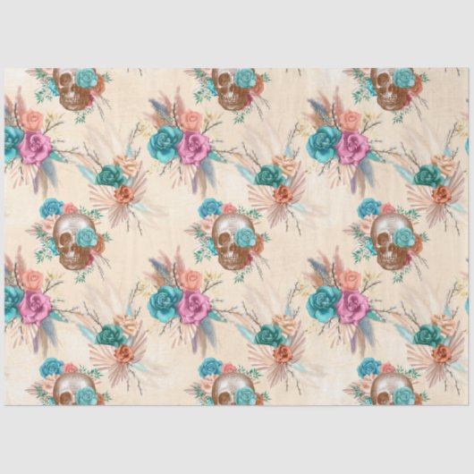 Boho Skull Serie Design 3 Seidenpapier (Vorderseite)