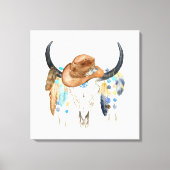 Boho Skull und Cowboy Hat Canvas Print Leinwanddruck (Vorderseite)
