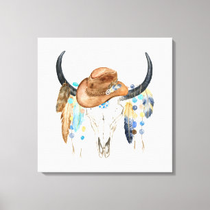 Boho Skull und Cowboy Hat Canvas Print Leinwanddruck