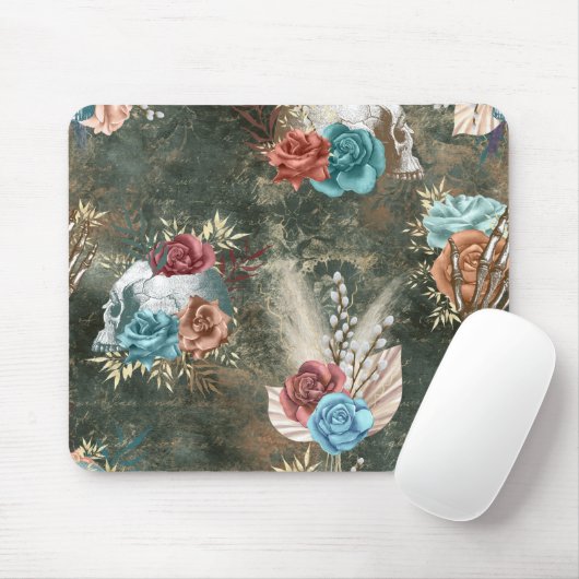Boho Skull und Skeleton mit Blume Mousepad (Mit Mouse)