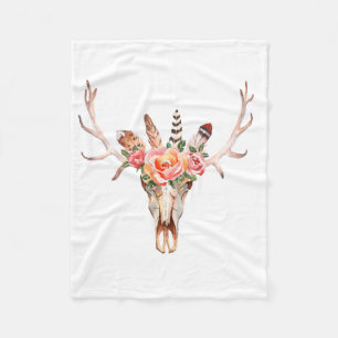 BoHo Skull Wasserfarbe Custom Fleece Blanket