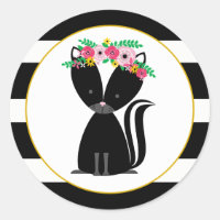 Boho Skunk Black + White Stripe Baby Dusche