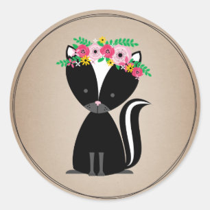 Boho Skunk Cardstock Inspiriert Babydusche Runder Aufkleber