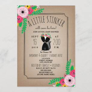 Boho Skunk Floral Cardstock Inspiriert Babydusche Einladung