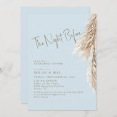 Boho Sky Blue The Night Before Pampas Einladung (Vorne/Hinten)