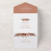 Boho Slant Floral Pampas Grass Terracotta Wedding All In One Einladung (Außenbereich)