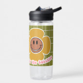 Boho Smiley Good Vibes Olive Pink Individuelle Nam Trinkflasche (Links)