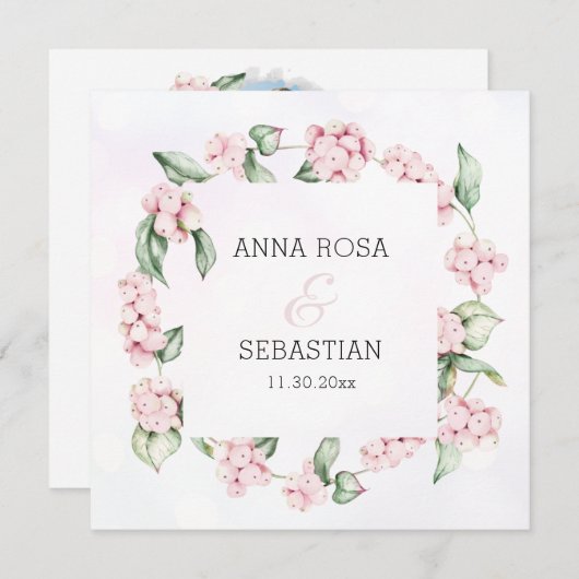 *~* Boho Snow Berry AR12 QR UAWG Wedding Einladung (Vorne/Hinten)