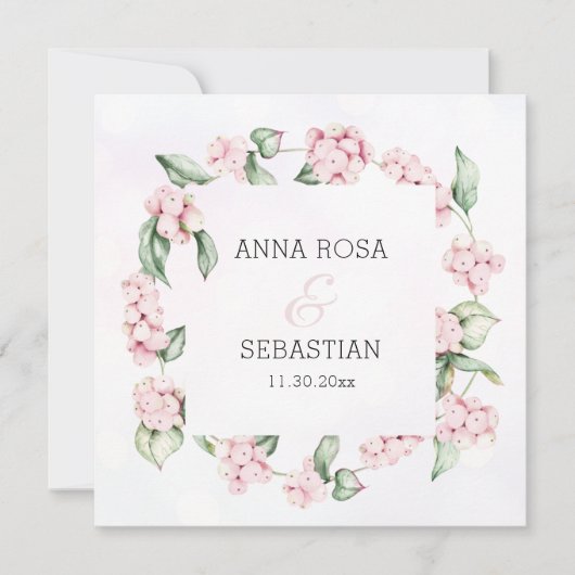 *~* Boho Snow Berry AR12 QR UAWG Wedding Einladung (Vorderseite)