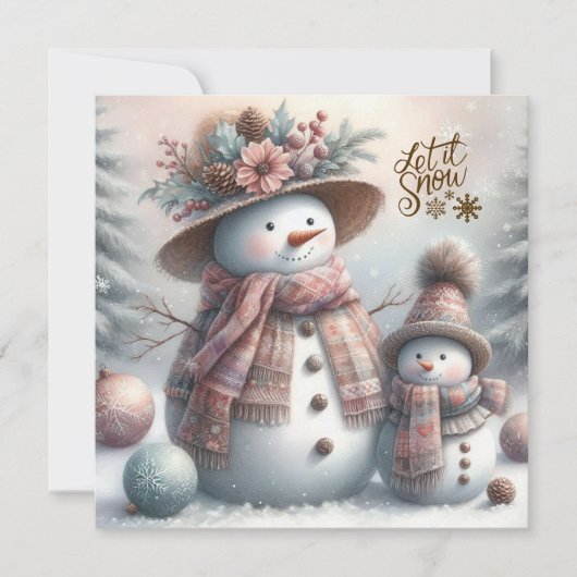 Boho Snow Frau und Kind frohe Weihnachten (Vorderseite)