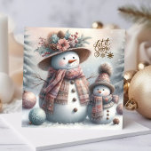 Boho Snow Frau und Kind frohe Weihnachten