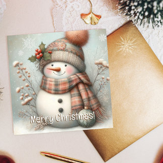 Boho Snowman Merry Christmas Feiertagskarte