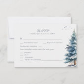 Boho Snowy Mountain & Pine Trees Wedding RSVP Card Dankeskarte (Vorderseite)