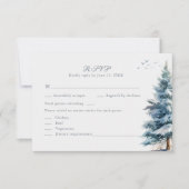 Boho Snowy Mountain & Pine Trees Wedding RSVP Card Karte (Vorderseite)