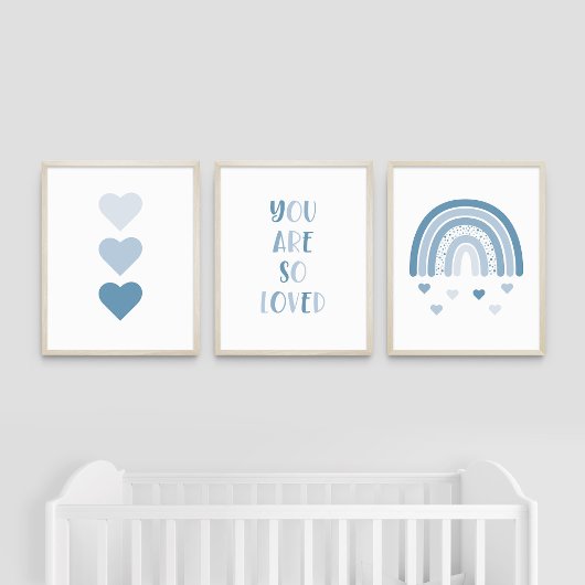 Boho So liebte Zitat Rainbow Kids Room Bilderwand Sets