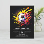 Boho Soccer Children's Printable Geburtstag Einladung (Stehend Vorderseite)