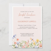 Boho Soft Blume und Dragonflies Bridal Luncheon Einladung (Vorderseite)
