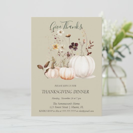 Boho Soft Color Pumpkin Danke Einladung (Stehend Vorderseite)