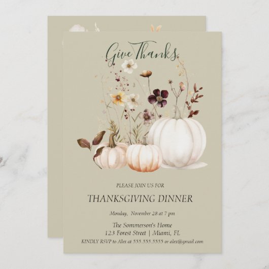 Boho Soft Color Pumpkin Danke Einladung (Vorne/Hinten)