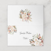 Boho Soft farbige Rose und weiße Blume Hochzeit Platzkarte (Außenseite Aufgefaltet)