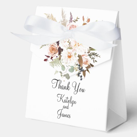 Boho Soft farbige Rose/weiße Blume Geschenkschachtel (Vorderseite)