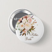 Boho Soft farbige Rose/weiße Blume Hochzeit Button (Vorne & Hinten)