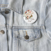 Boho Soft farbige Rose/weiße Blume Hochzeit Button (Beispiel)