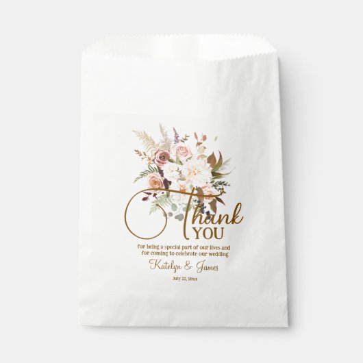 Boho Soft farbige Rose Weiße Blume Hochzeit Geschenktütchen (Vorderseite)