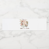 Boho Soft farbige Rose/weiße Blume Hochzeit Wasserflaschenetikett (Einzelnes Label)