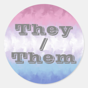 Boho Soft, individualisierbare Pronoun Bigender Pr Runder Aufkleber