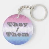 Boho Soft, individualisierbare Pronoun Bigender Pr Schlüsselanhänger (Rückseite)