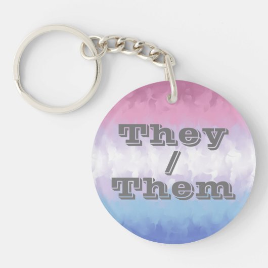 Boho Soft, individualisierbare Pronoun Bigender Pr Schlüsselanhänger (Vorderseite)