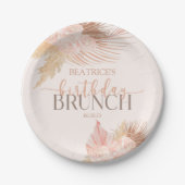 Boho Soft Pink Blume Birthday Brunch Party Pappteller (Vorderseite)