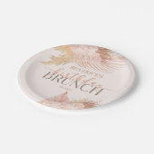 Boho Soft Pink Blume Birthday Brunch Party Pappteller (Schrägansicht)