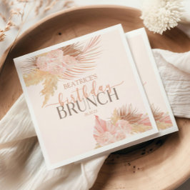 Boho Soft Pink Blume Birthday Brunch Party Serviette
