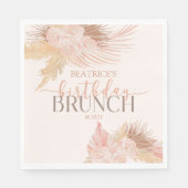 Boho Soft Pink Blume Birthday Brunch Party Serviette (Vorderseite)
