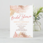 Boho Soft Pink Blume Brautparty Einladung (Stehend Vorderseite)