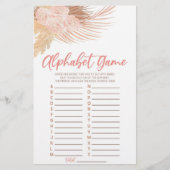Boho Soft Pink Floral Alphabet Baby Shower Game Briefpapier (Vorderseite)