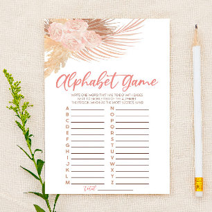 Boho Soft Pink Floral Alphabet Babydusche Spiel Briefpapier