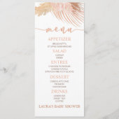 Boho Soft Pink Floral Blume Baby Showmenu Menükarte (Vorderseite)
