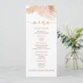 Boho Soft Pink Floral Blume Baby Showmenu Menükarte (Stehend Vorderseite)