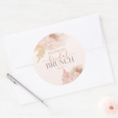 Boho Soft Pink Floral Blume Brautparty Brunch Runder Aufkleber (Umschlag)