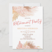 Boho Soft Pink Floral Flower Retirement Party Einladung (Vorderseite)