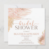 Boho Soft Pink Floral Flowers Bridal Shower Einladung (Vorderseite)