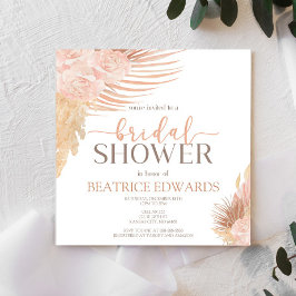 Boho Soft Pink Floral Flowers Bridal Shower Einladung