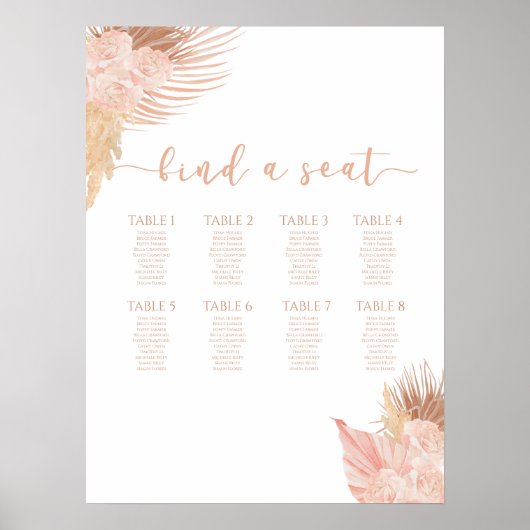 Boho Soft Pink Seekarte Poster (Vorne)