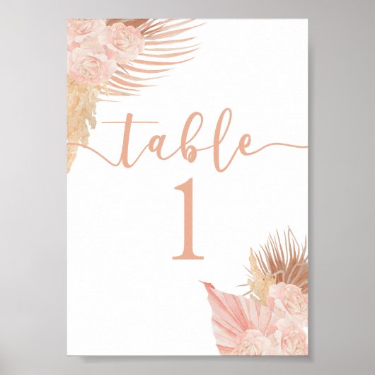 Boho Soft Pink-Tischnummer Poster (Vorne)