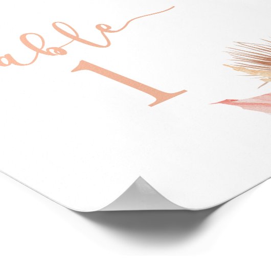 Boho Soft Pink-Tischnummer Poster (Ecke)