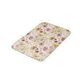 Boho Soft Pink Wasserfarbe Wildblume Badematte (Schrägansicht)